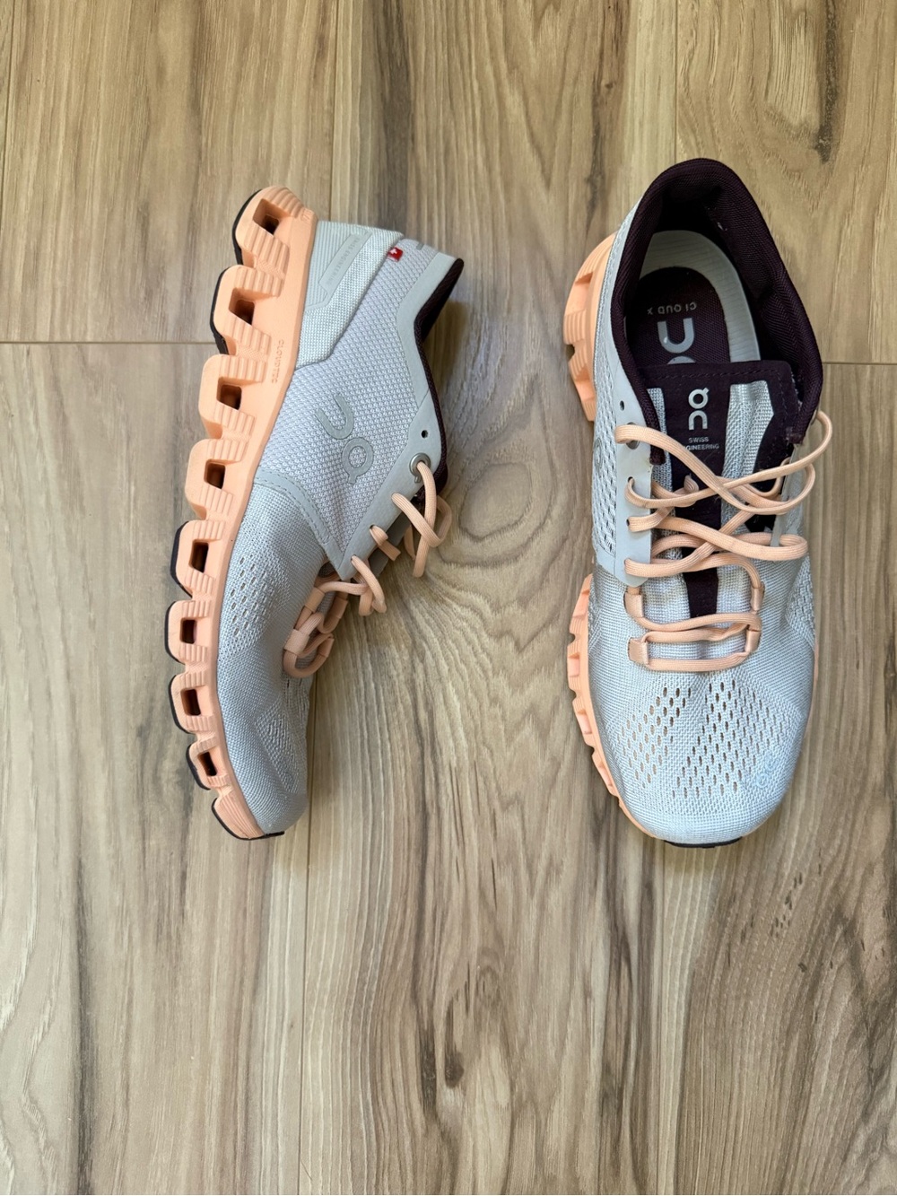 On Cloud X Sneaker in Silver & Almond - Picture 2 of 10